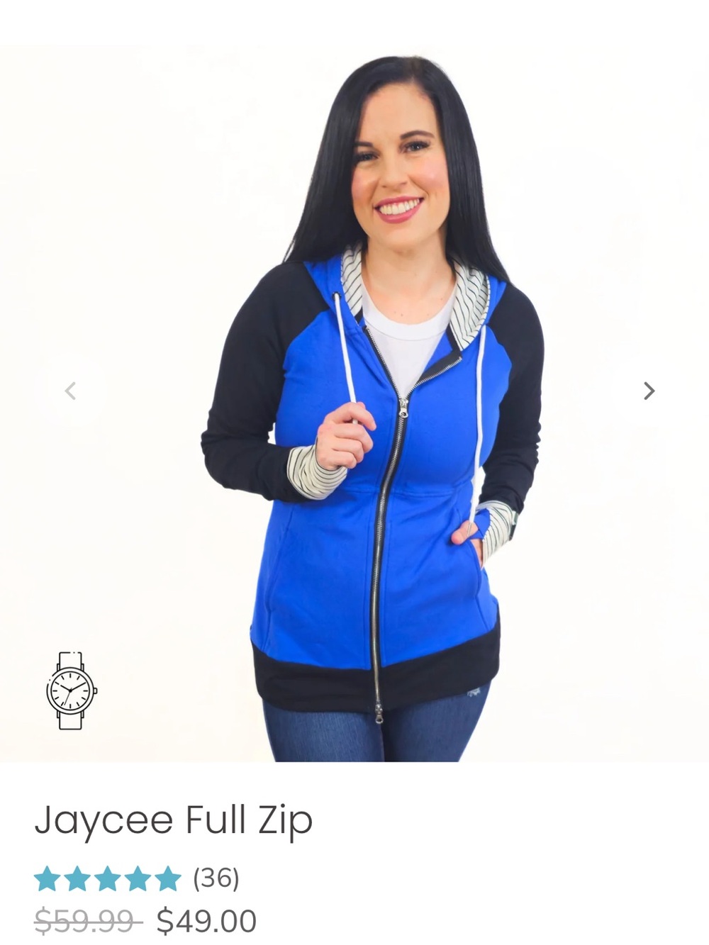 7 Degrees Jaycee Full Zip Hoodie - Royal Blue & Black, Size XL